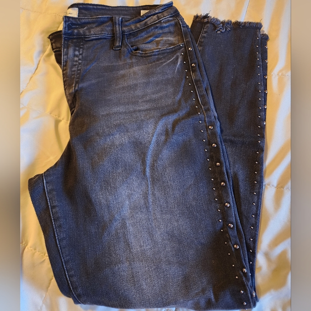 Kancan Studded Skinny Jean, Blk